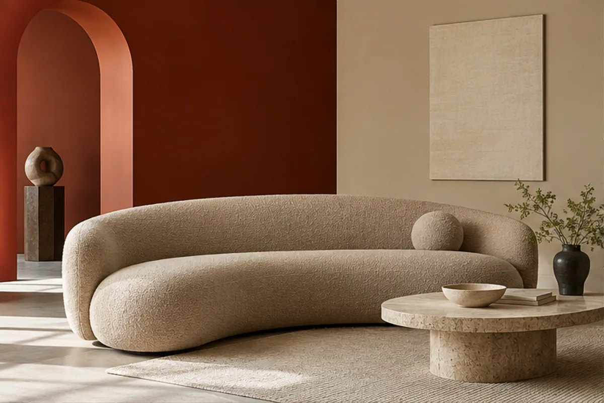 oat sofa in a color-blocked gallery